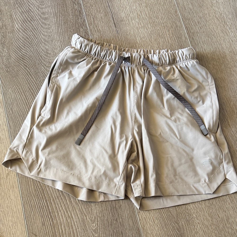 Fabletics Men's Athletic Lined Shorts Trio - Blue, Black, Beige - Picture 11 of 15
